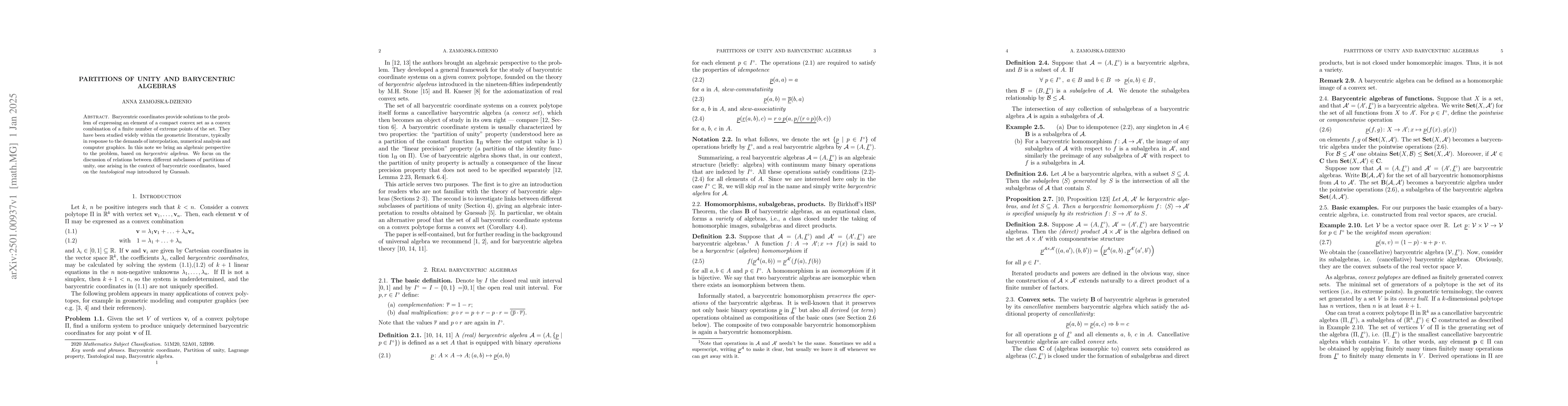 Thumbnail for Partitions of unity and barycentric algebras