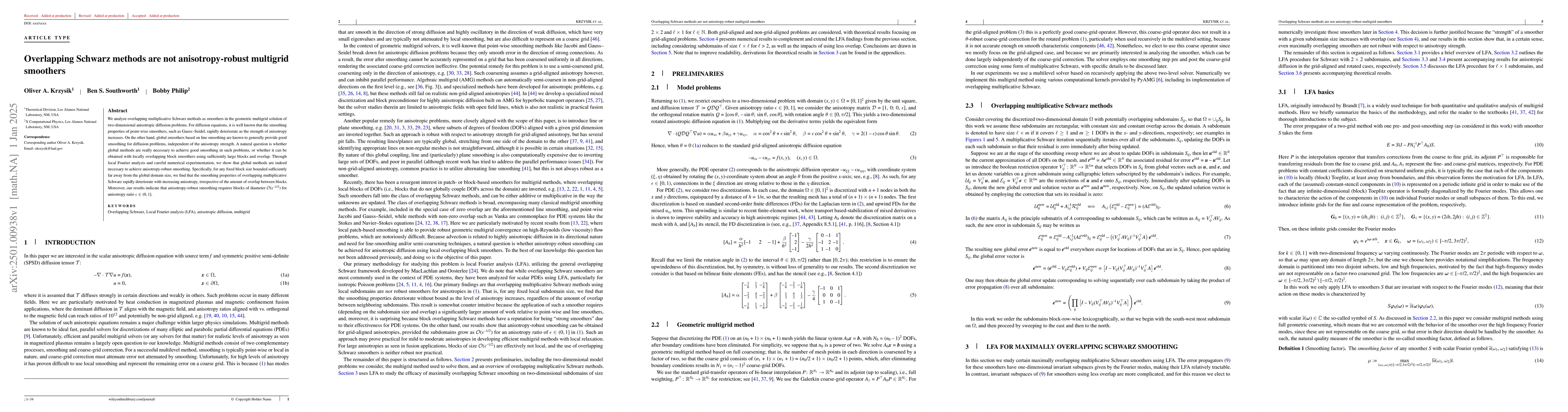 Thumbnail for Overlapping Schwarz methods are not anisotropy-robust multigrid
  smoothers