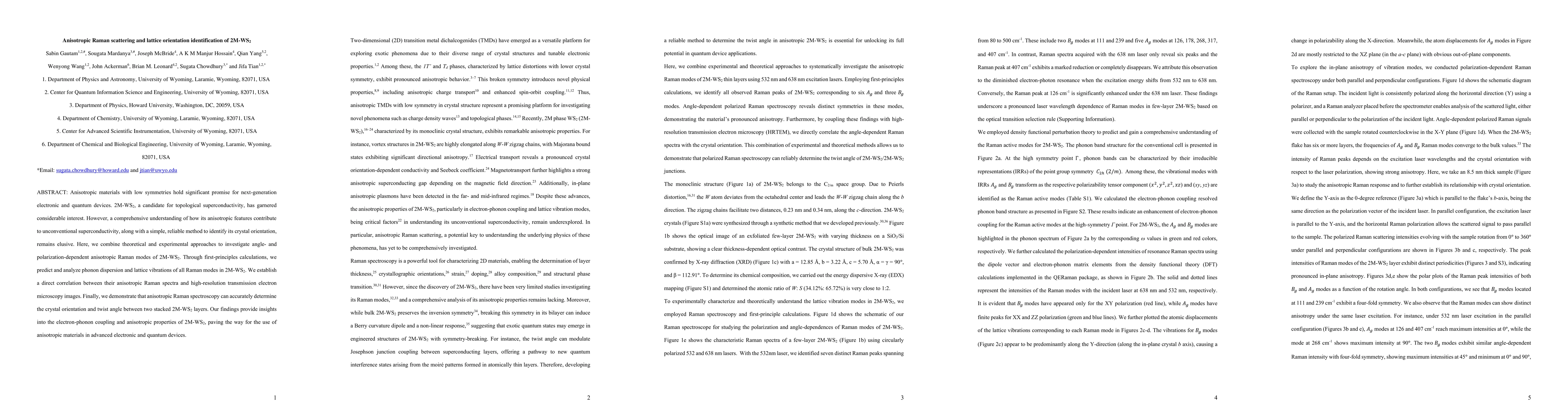 Thumbnail for Anisotropic Raman scattering and lattice orientation identification of
  2M-WS2
