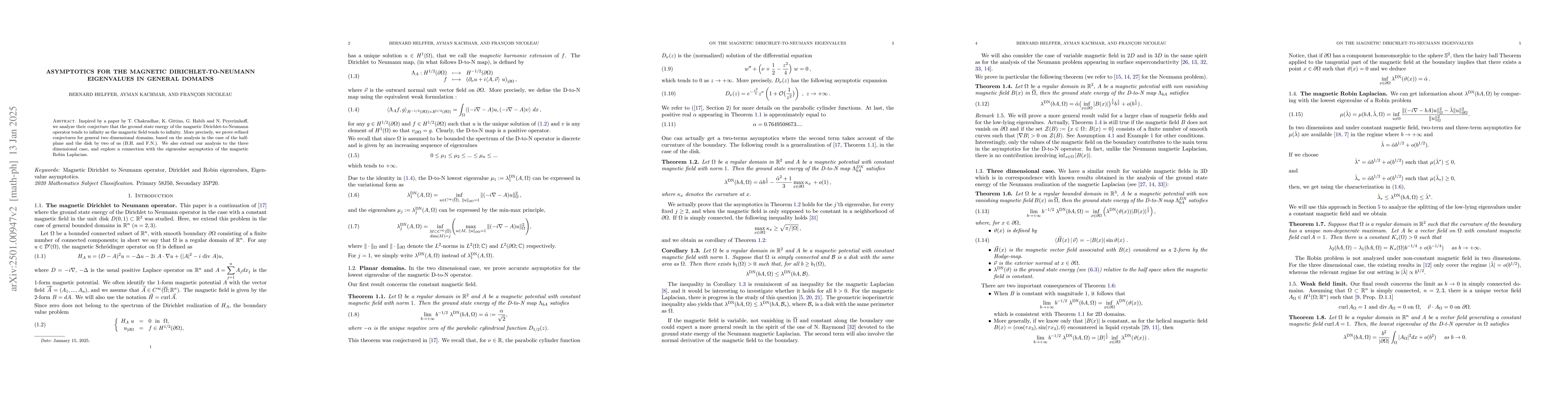 Thumbnail for Asymptotics for the magnetic Dirichlet-to-Neumann eigenvalues in general
  domains