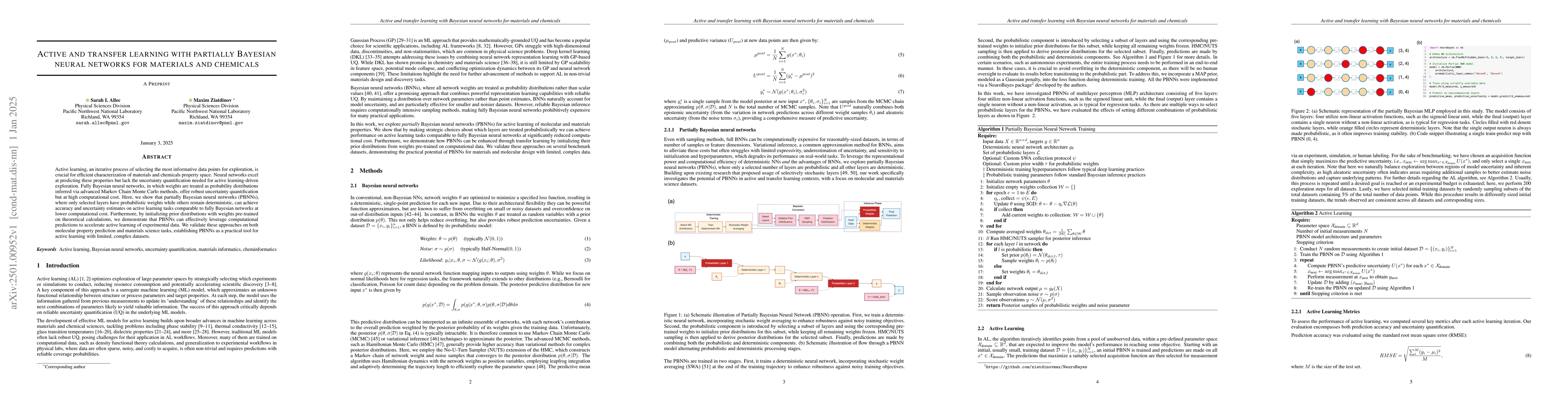 Thumbnail for Active and transfer learning with partially Bayesian neural networks for
  materials and chemicals
