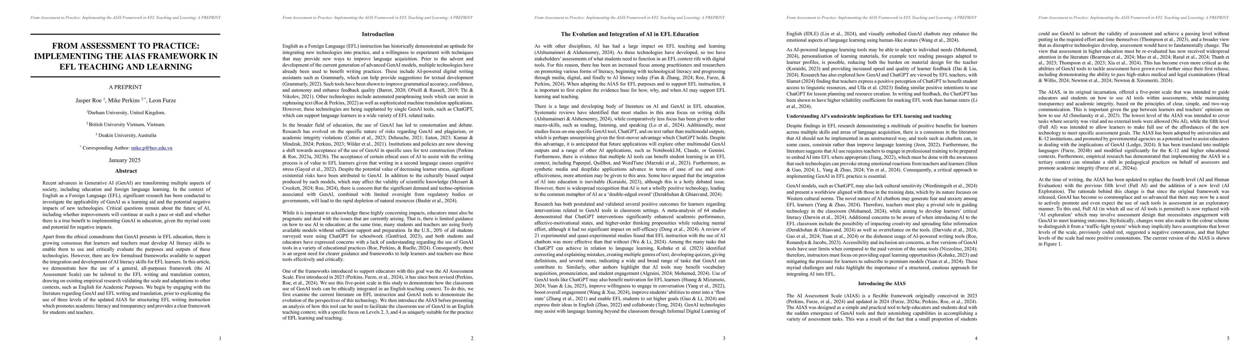 Thumbnail for From Assessment to Practice: Implementing the AIAS Framework in EFL
  Teaching and Learning