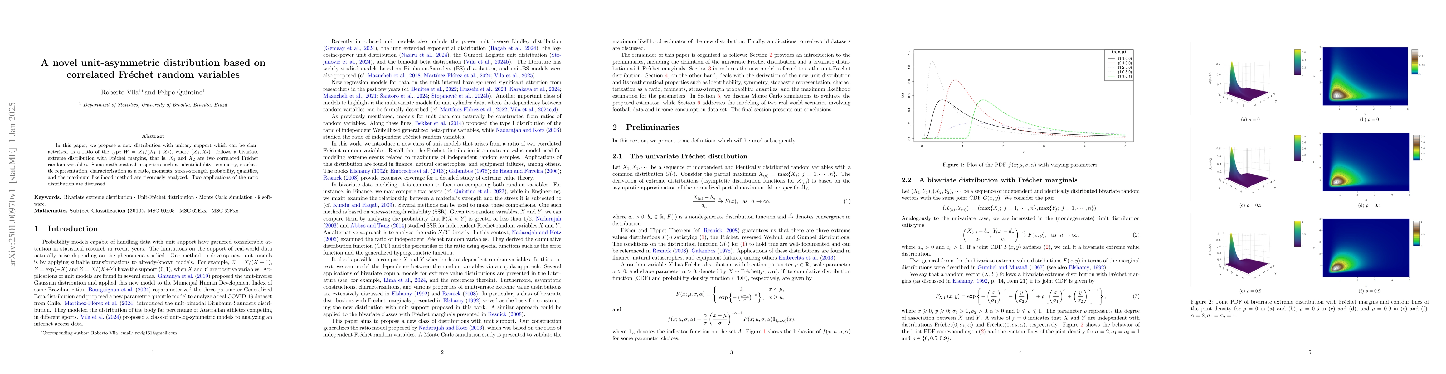 Thumbnail for A novel unit-asymmetric distribution based on correlated Fréchet
  random variables