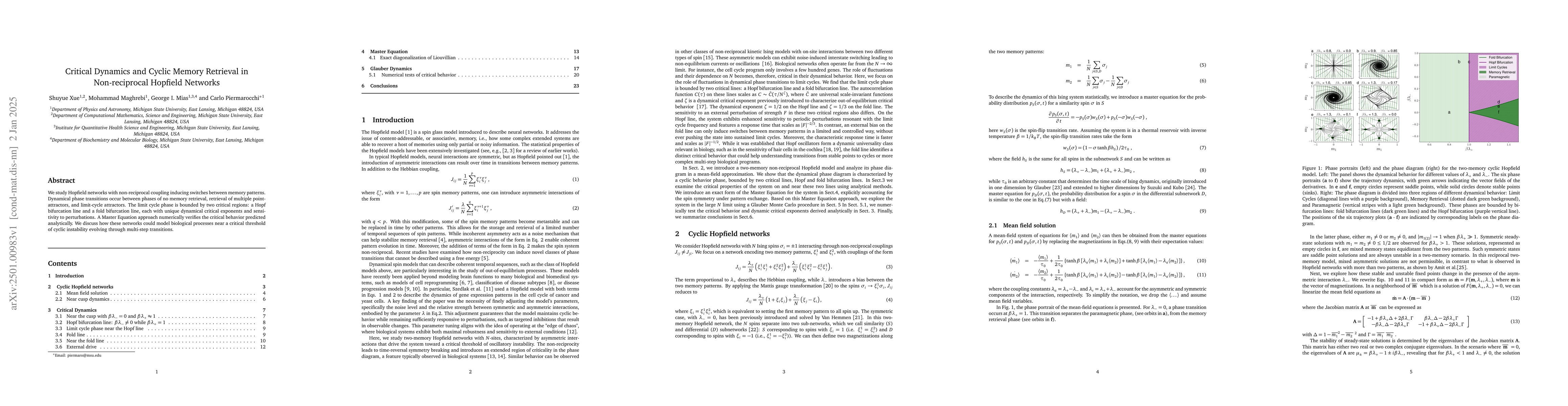 Thumbnail for Critical Dynamics and Cyclic Memory Retrieval in Non-reciprocal Hopfield
  Networks