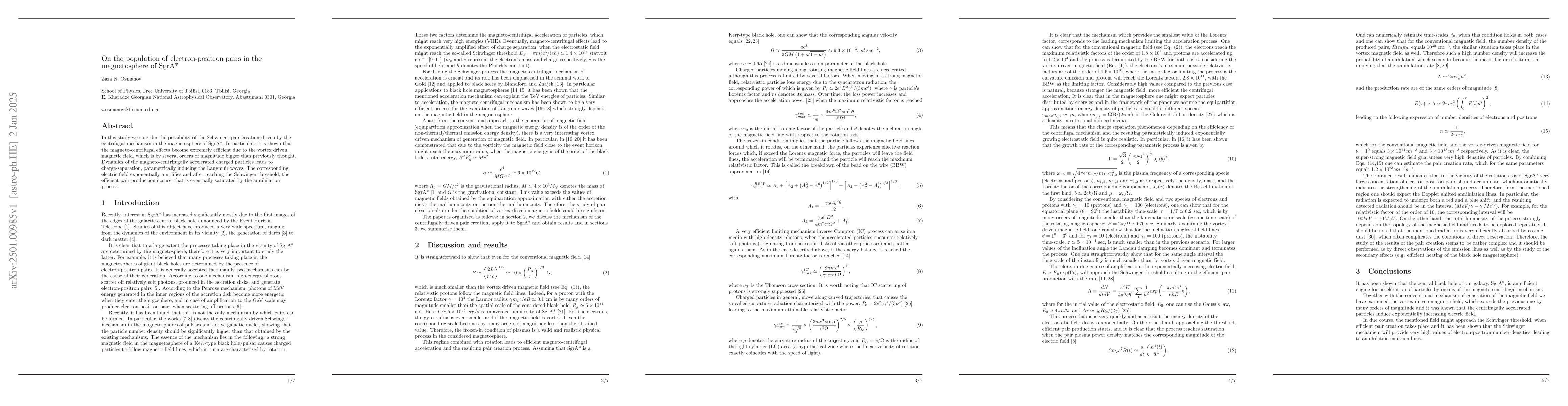 Thumbnail for On the population of electron-positron pairs in the magnetosphere of
  SgrA*