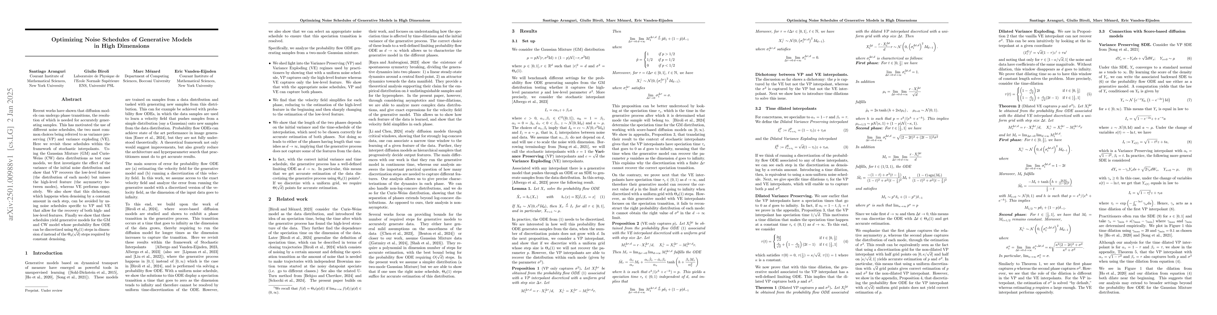 Thumbnail for Optimizing Noise Schedules of Generative Models in High Dimensionss