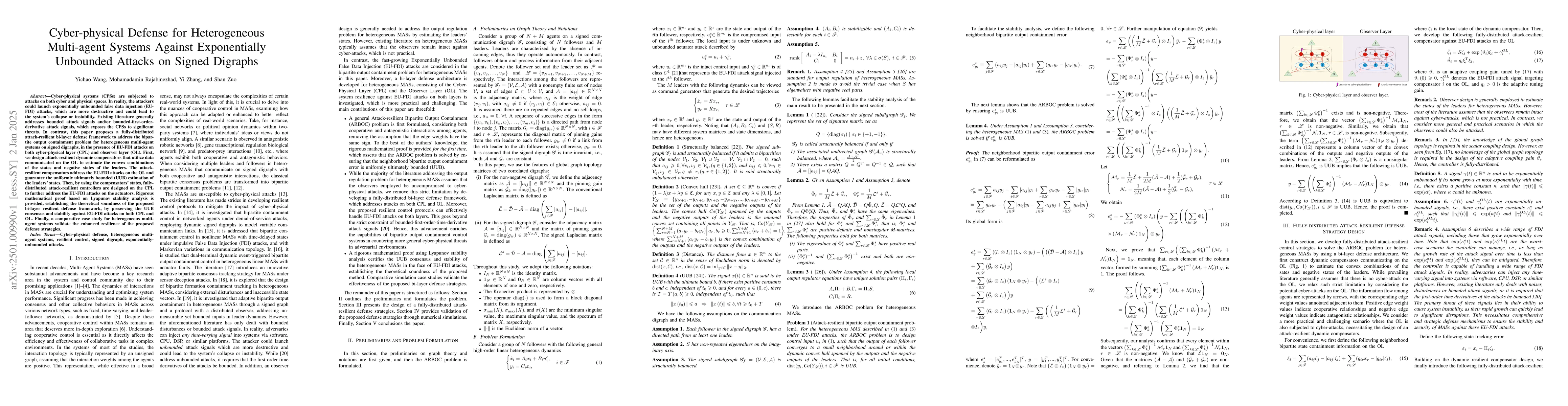Thumbnail for Cyber-physical Defense for Heterogeneous Multi-agent Systems Against
  Exponentially Unbounded Attacks on Signed Digraphs