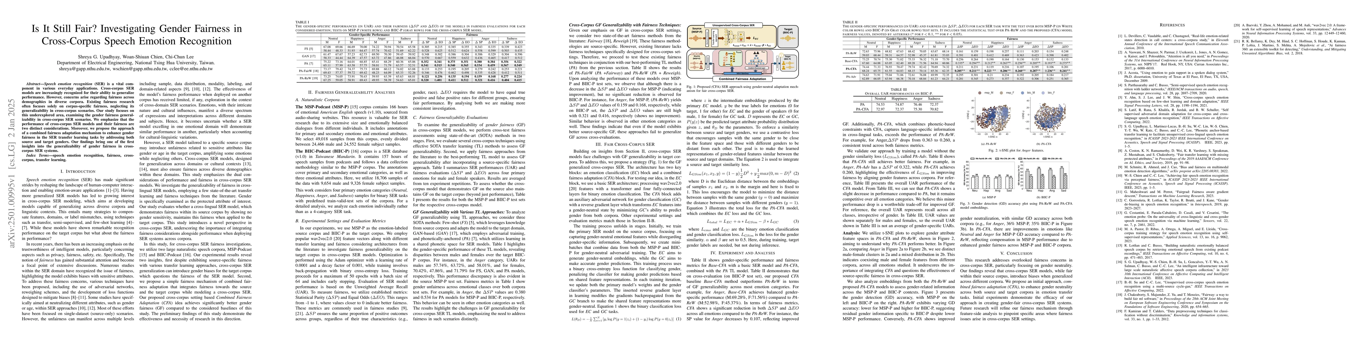Thumbnail for Is It Still Fair? Investigating Gender Fairness in Cross-Corpus Speech
  Emotion Recognition