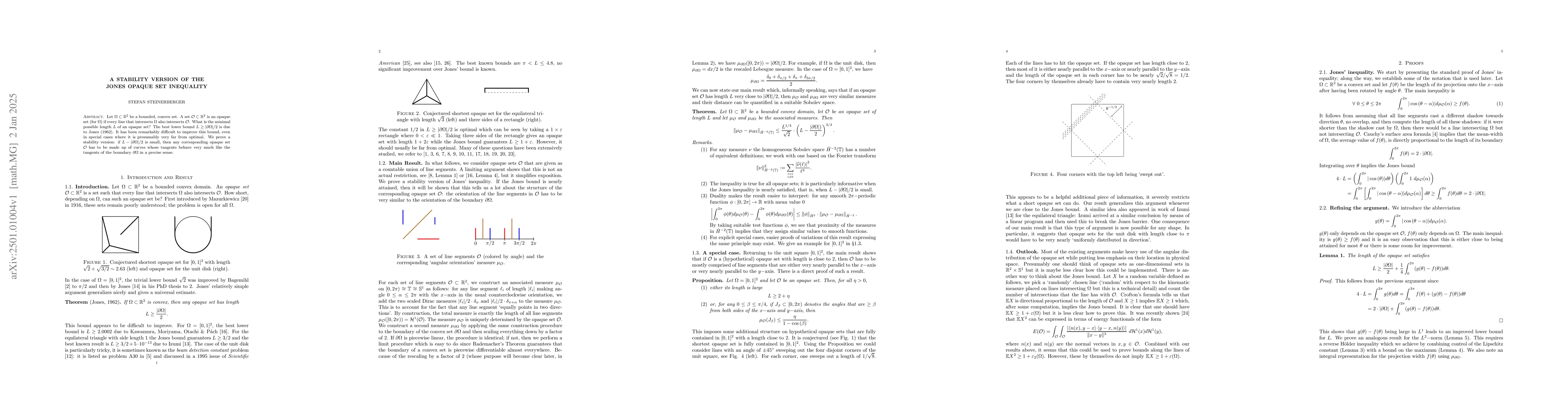 Thumbnail for A Stability Version of the Jones Opaque Set Inequality