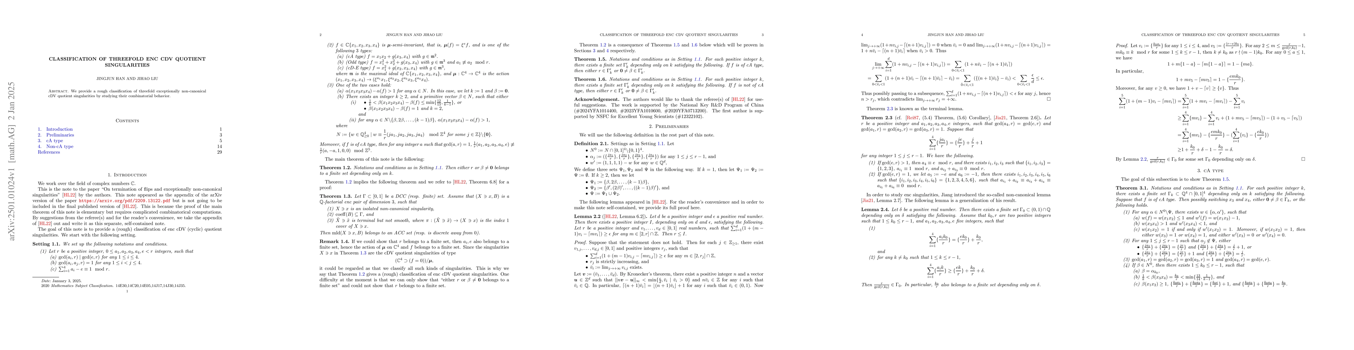 Thumbnail for Classification of threefold enc cDV quotient singularities