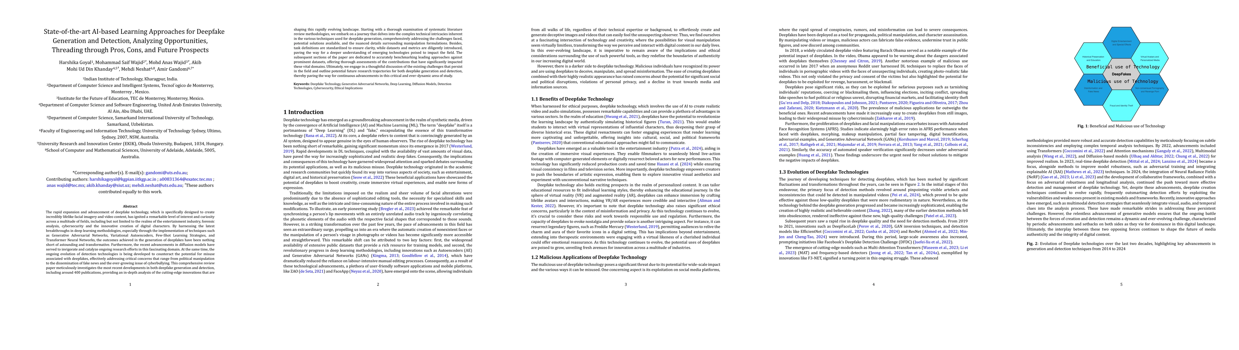 Thumbnail for State-of-the-art AI-based Learning Approaches for Deepfake Generation
  and Detection, Analyzing Opportunities, Threading through Pros, Cons, and
  Future Prospects