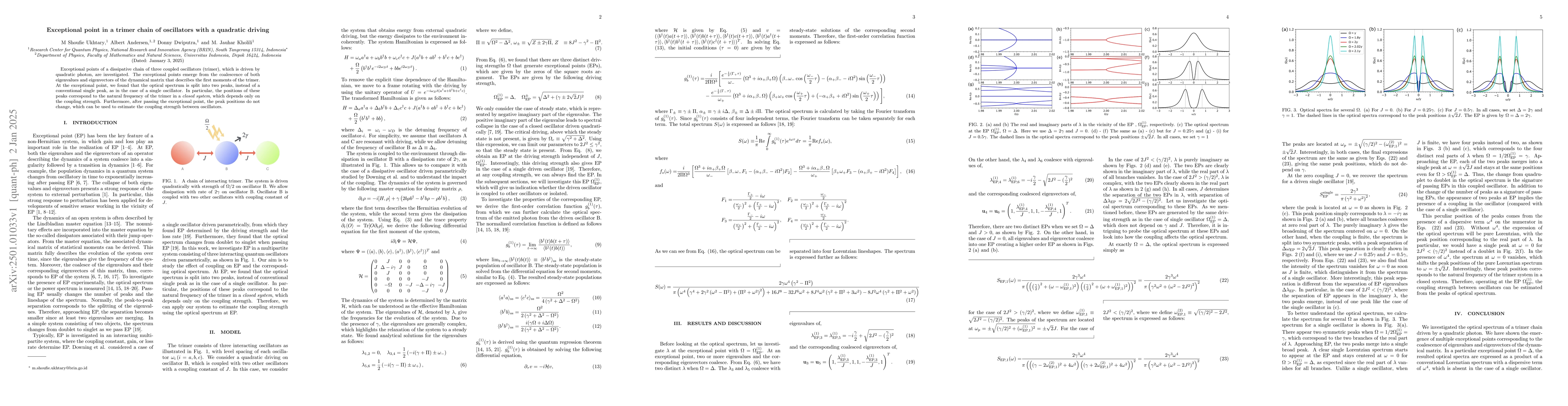 Thumbnail for Exceptional point in a trimer chain of oscillators with a quadratic
  driving