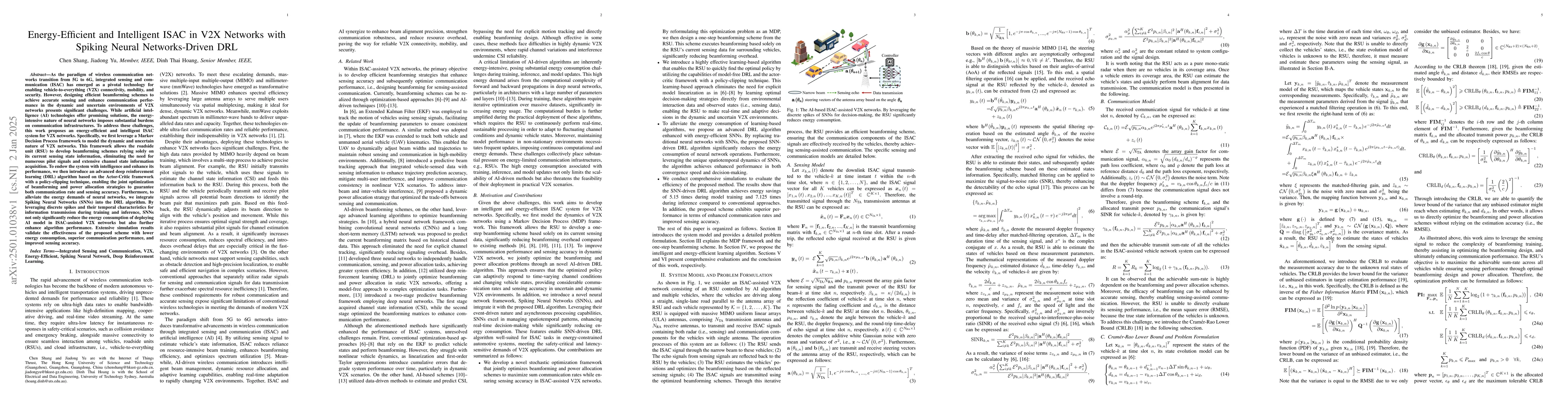 Thumbnail for Energy-Efficient and Intelligent ISAC in V2X Networks with Spiking
  Neural Networks-Driven DRL