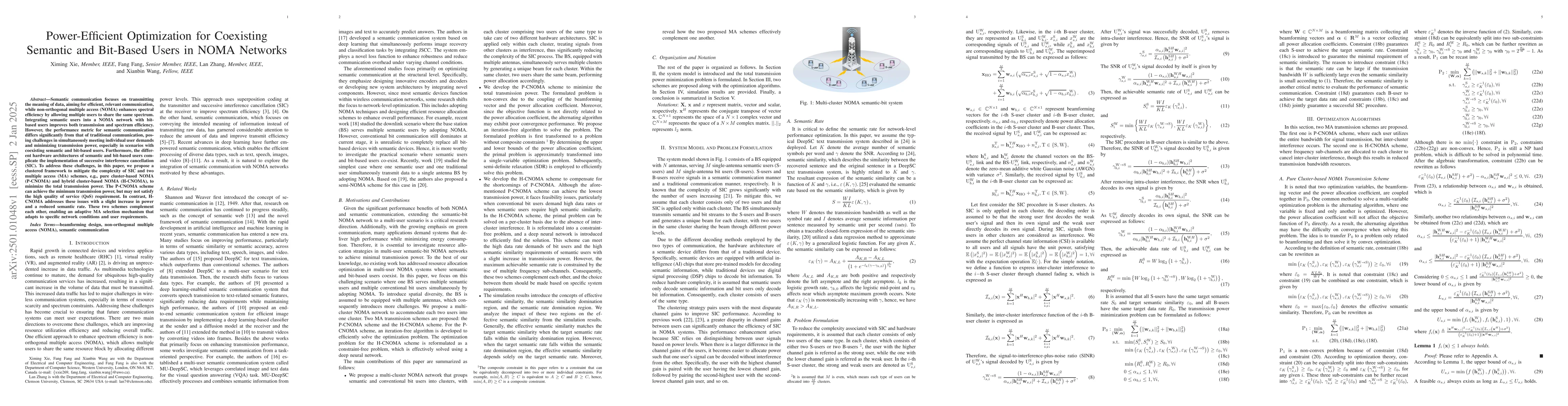 Thumbnail for Power-Efficient Optimization for Coexisting Semantic and Bit-Based Users
  in NOMA Networks