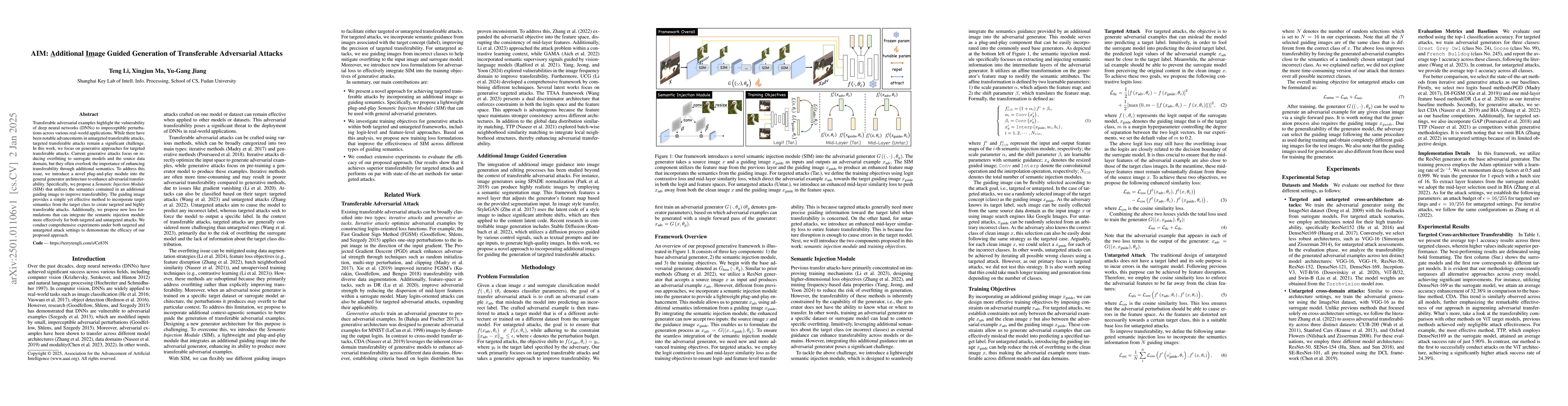 Thumbnail for AIM: Additional Image Guided Generation of Transferable Adversarial
  Attacks