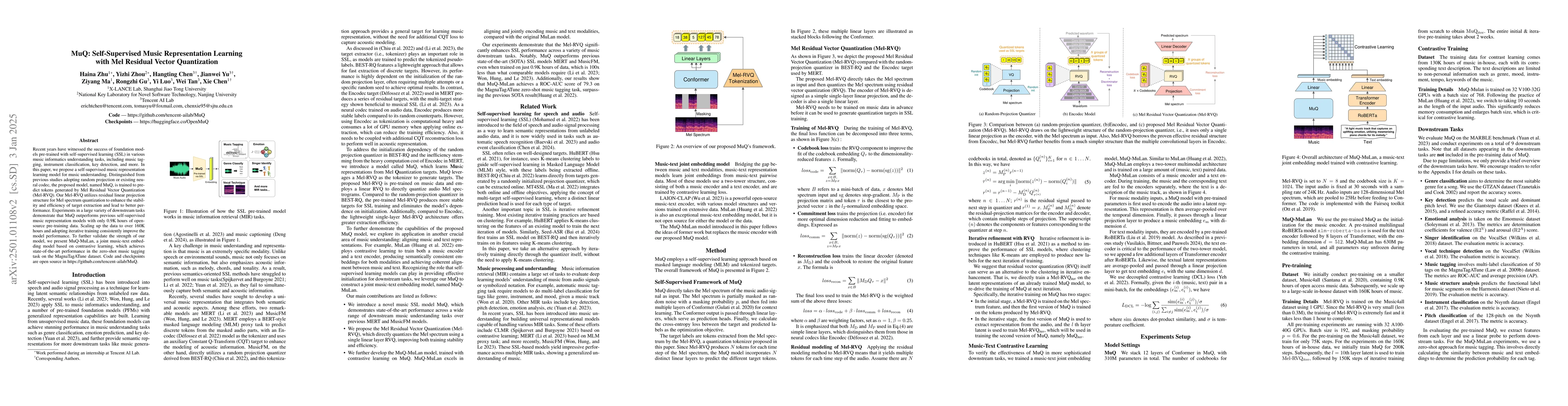 Thumbnail for MuQ: Self-Supervised Music Representation Learning with Mel Residual
  Vector Quantization