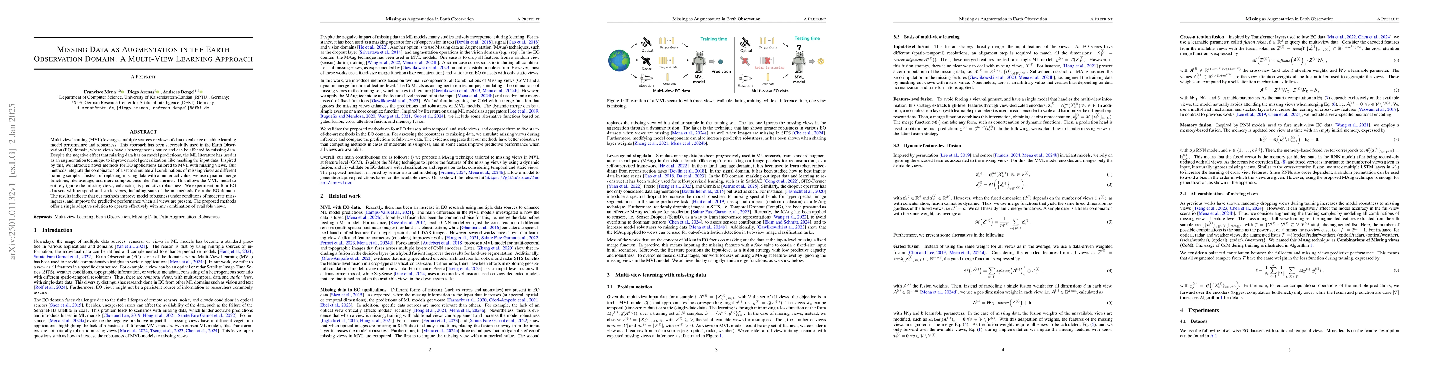 Thumbnail for Missing Data as Augmentation in the Earth Observation Domain: A
  Multi-View Learning Approach