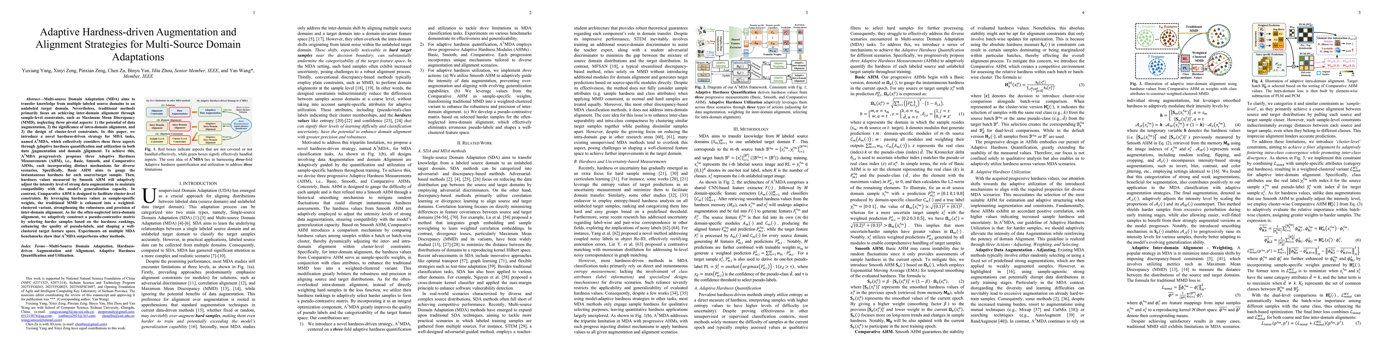 Thumbnail for Adaptive Hardness-driven Augmentation and Alignment Strategies for
  Multi-Source Domain Adaptations