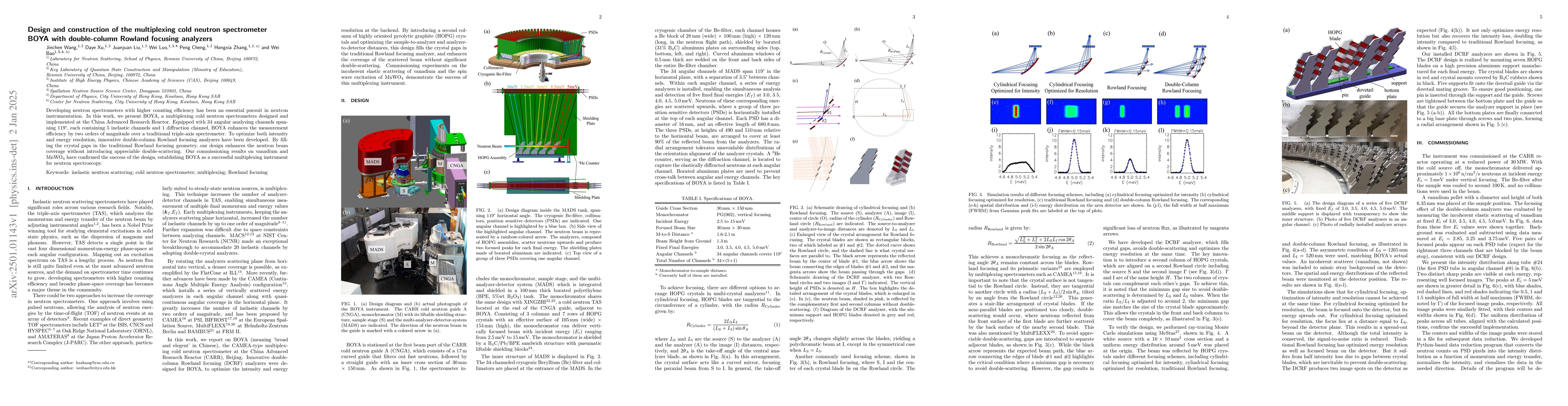 Thumbnail for Design and construction of the multiplexing cold neutron spectrometer
  BOYA with double-column Rowland focusing analyzers