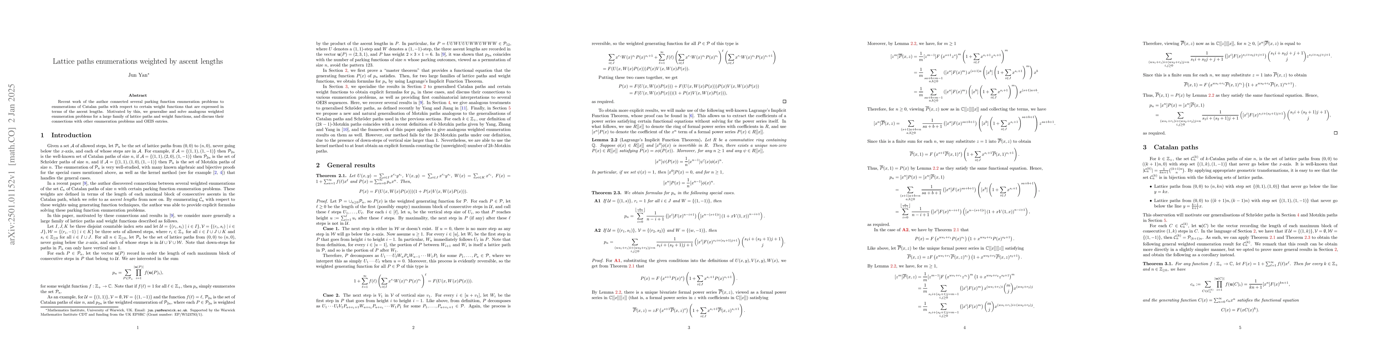 Thumbnail for Lattice paths enumerations weighted by ascent lengths