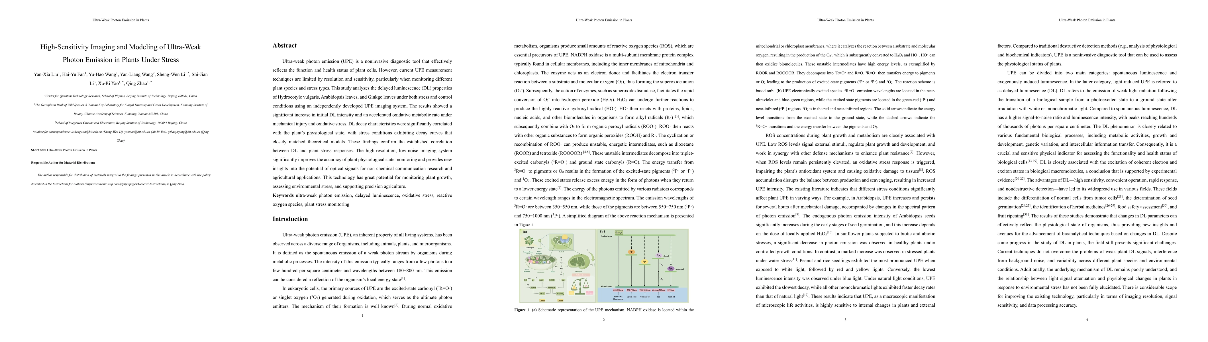 Thumbnail for High-Sensitivity Imaging and Modeling of Ultra-Weak Photon Emission in
  Plants Under Stress