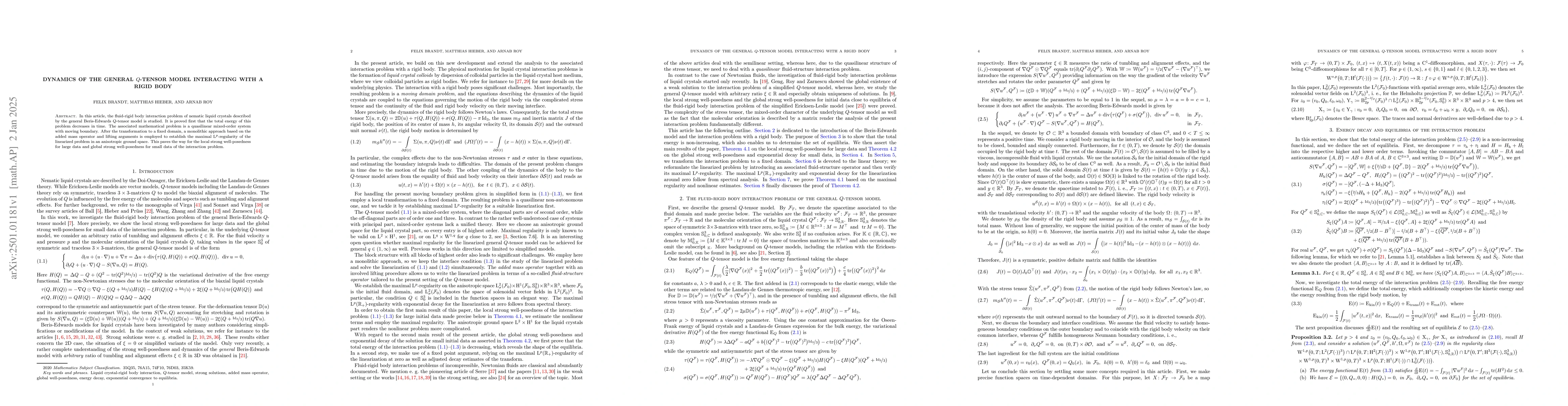 Thumbnail for Dynamics of the general $Q$-tensor model interacting with a rigid body
