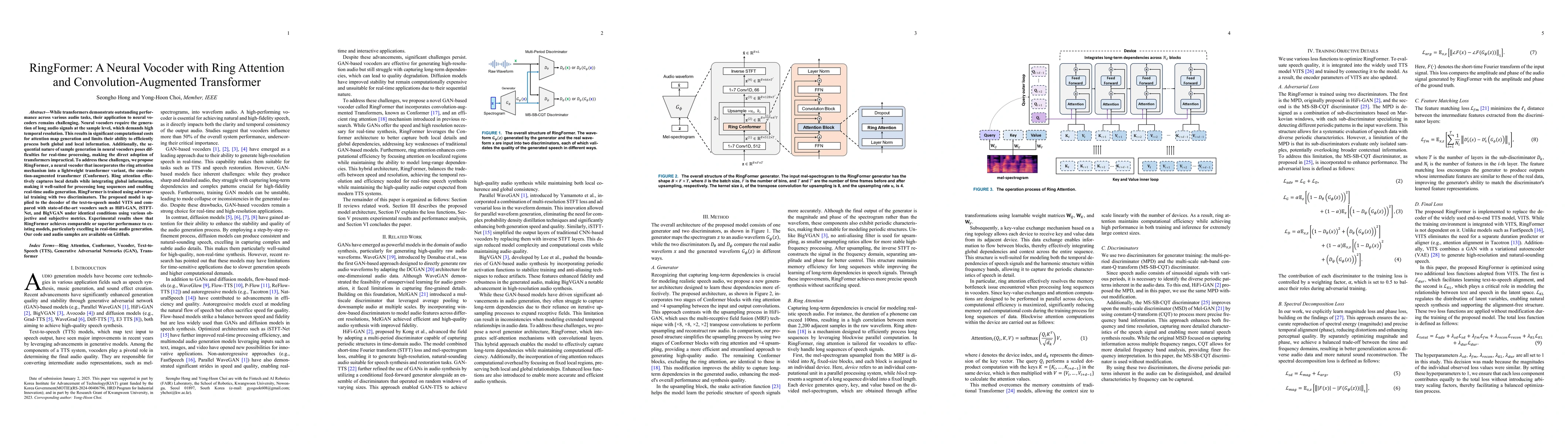 Thumbnail for RingFormer: A Neural Vocoder with Ring Attention and
  Convolution-Augmented Transformer
