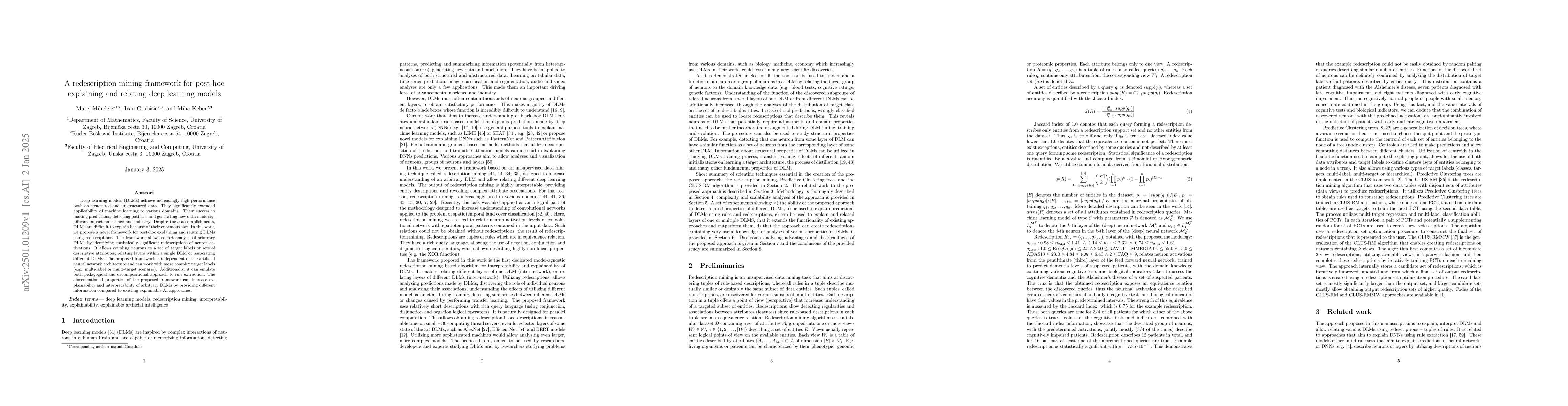 Thumbnail for A redescription mining framework for post-hoc explaining and relating
  deep learning models