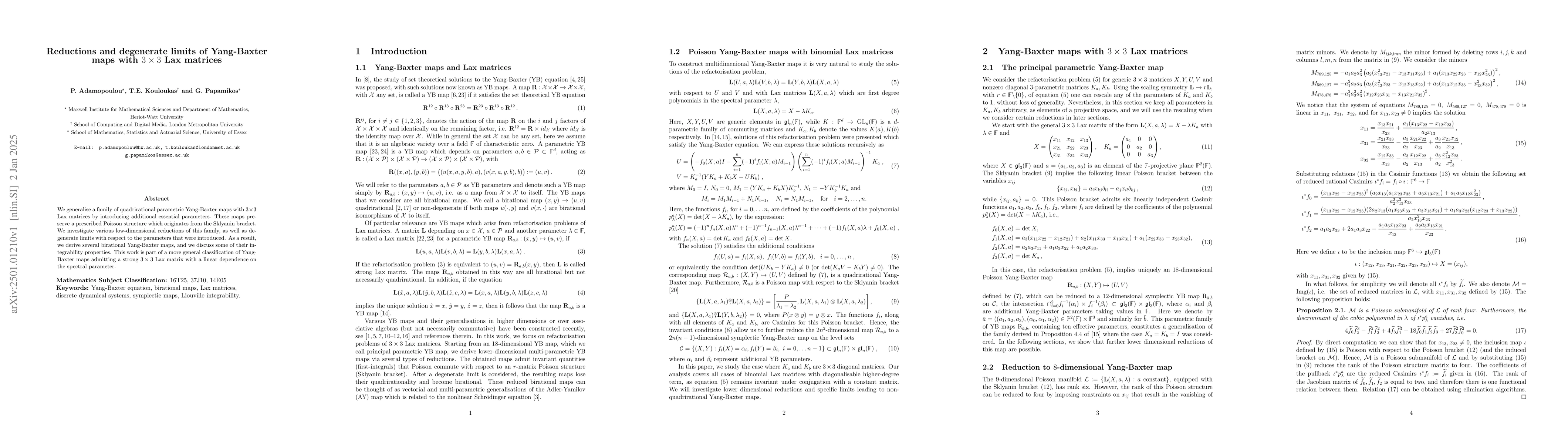 Thumbnail for Reductions and degenerate limits of Yang-Baxter maps with $3\times 3$
  Lax matrices