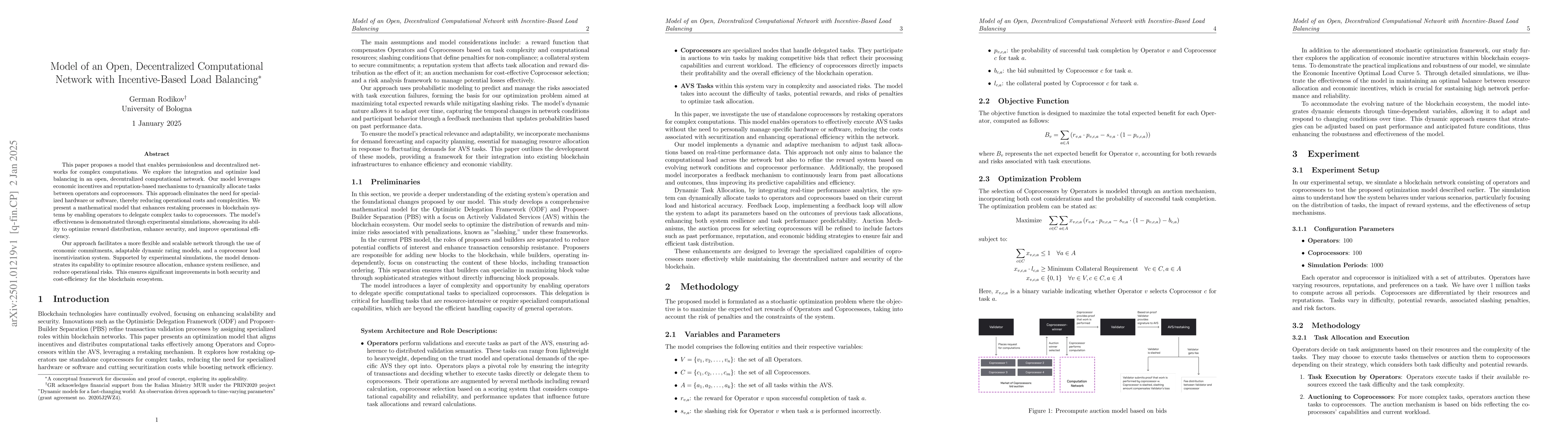Thumbnail for Model of an Open, Decentralized Computational Network with
  Incentive-Based Load Balancing