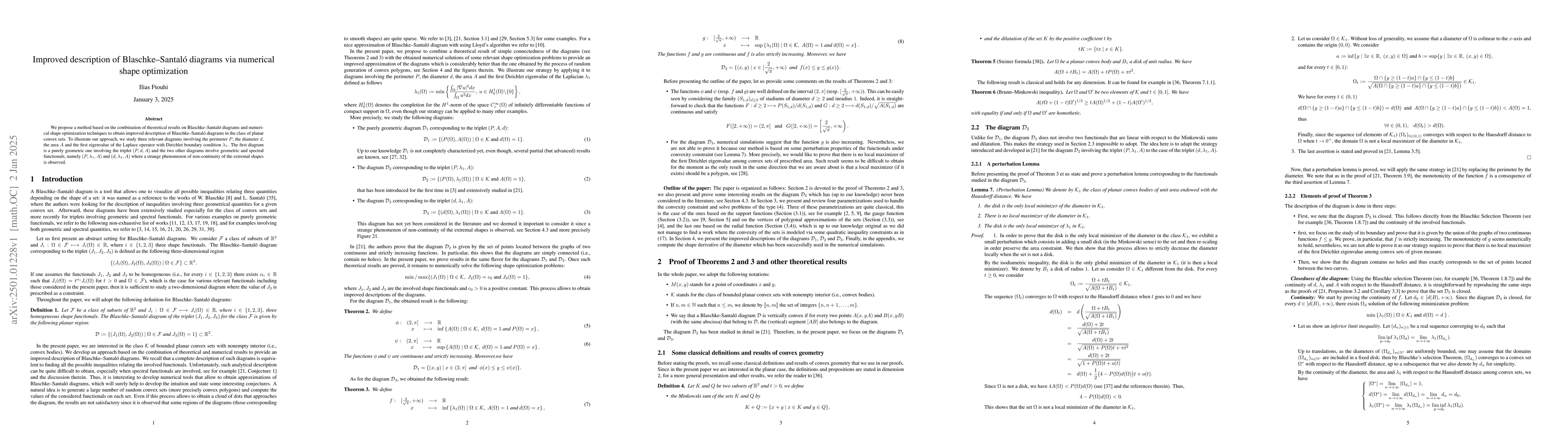 Thumbnail for Improved description of Blaschke--Santaló diagrams via numerical shape
  optimization