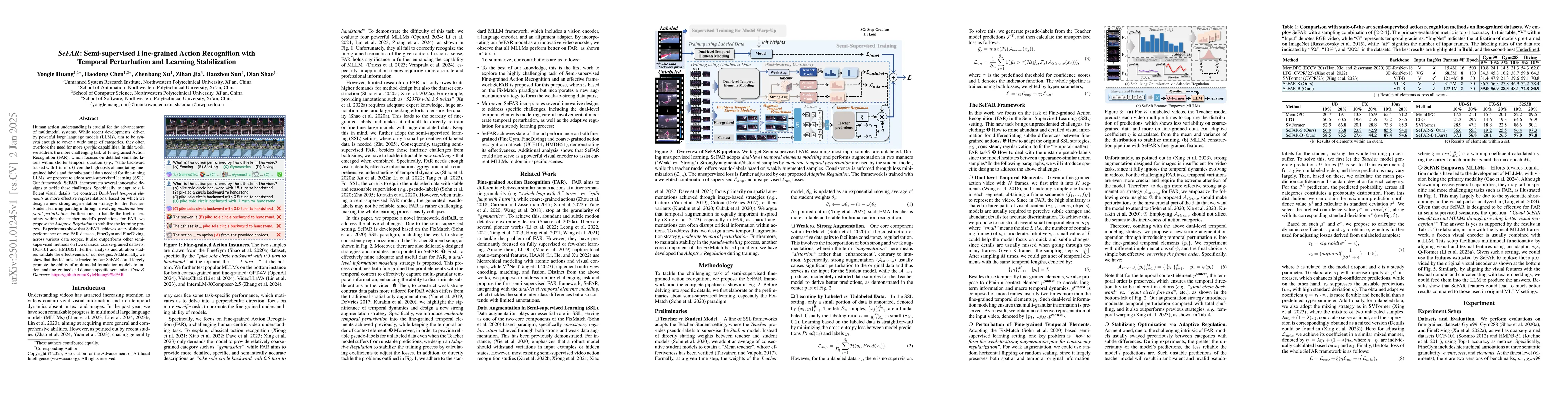 Thumbnail for SeFAR: Semi-supervised Fine-grained Action Recognition with Temporal
  Perturbation and Learning Stabilization