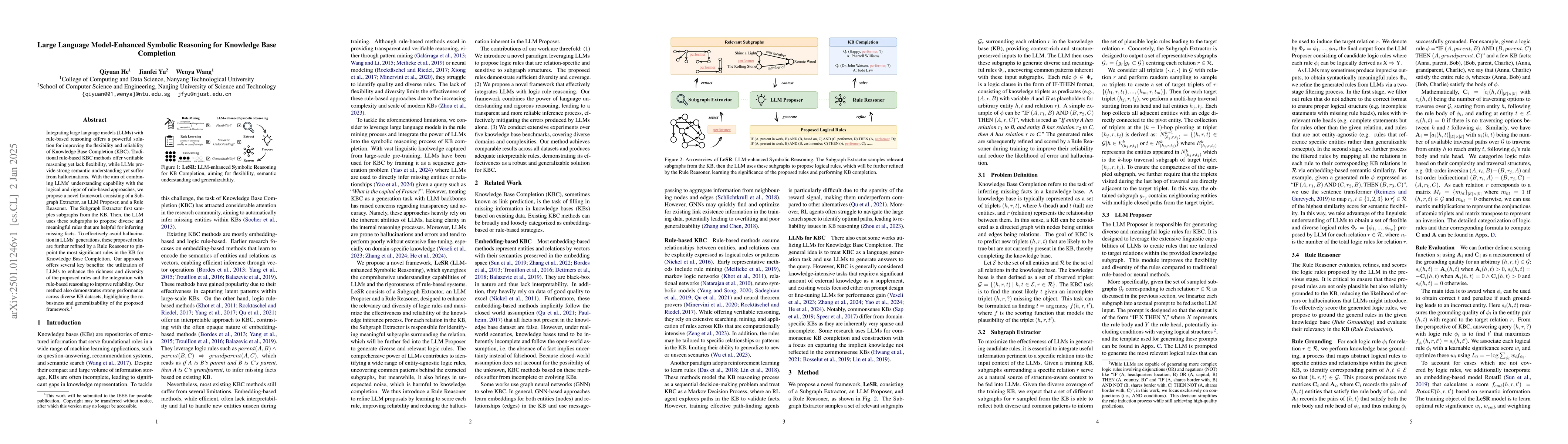 Thumbnail for Large Language Model-Enhanced Symbolic Reasoning for Knowledge Base
  Completion