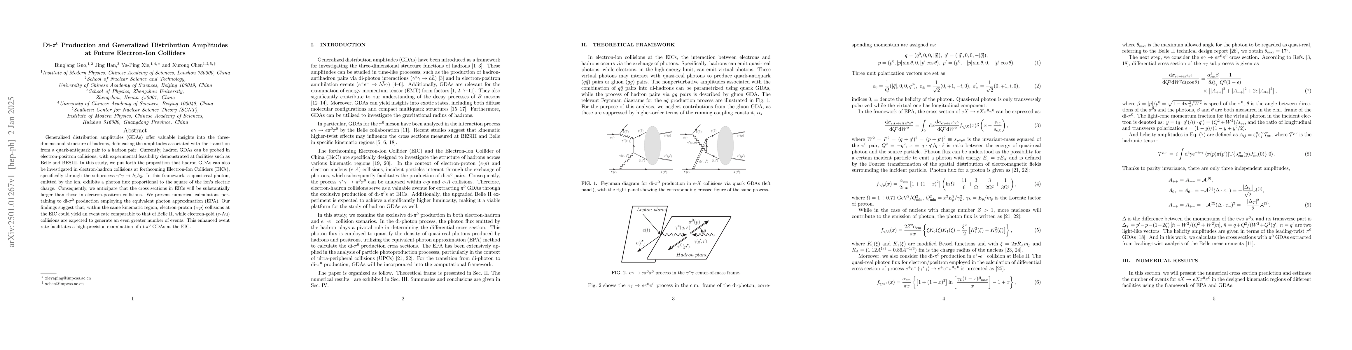 Thumbnail for Di-$π^0$ Production and Generalized Distribution Amplitudes at Future
  Electron-Ion Colliders