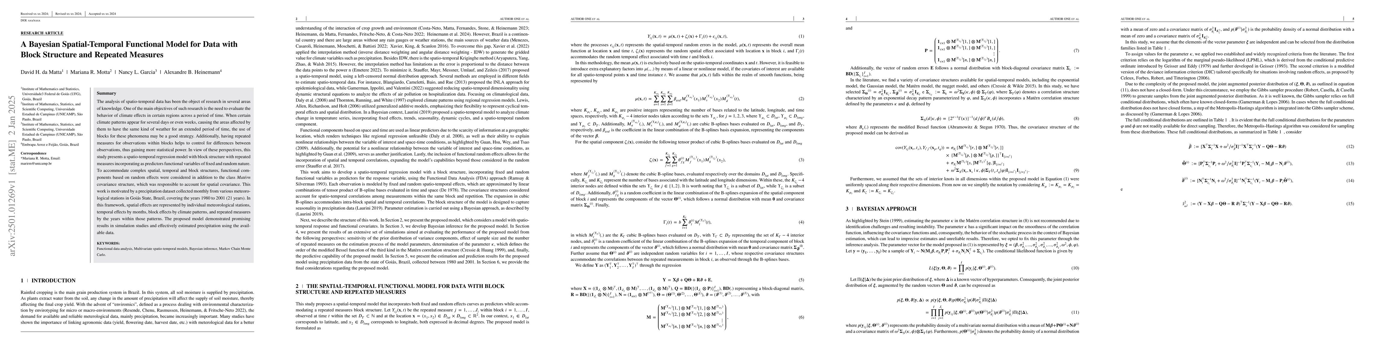 Thumbnail for A Bayesian Spatial-Temporal Functional Model for Data with Block
  Structure and Repeated Measures