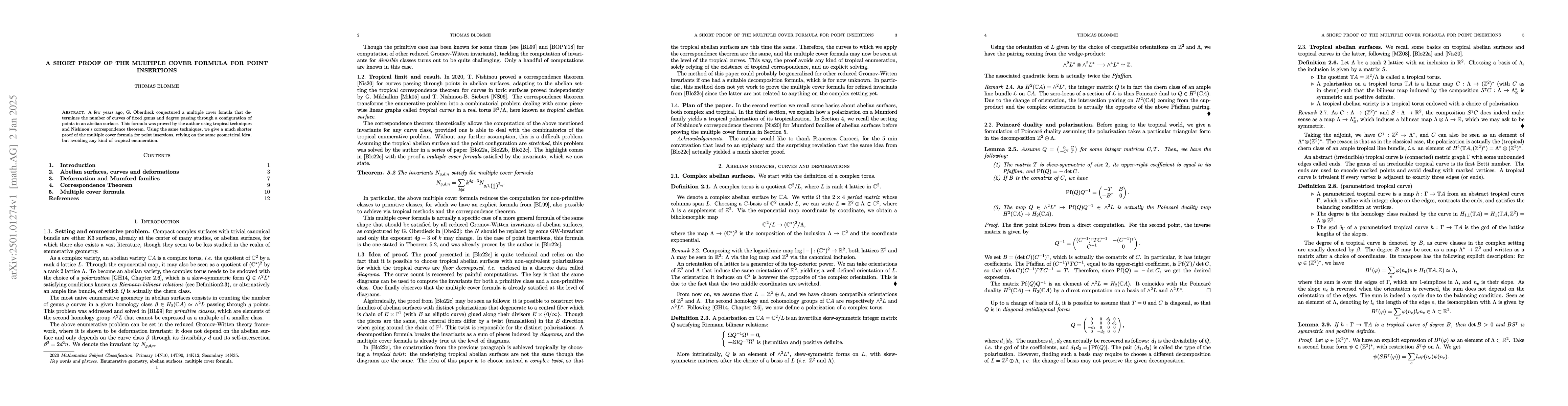 Thumbnail for A short proof of the multiple cover formula for point insertions