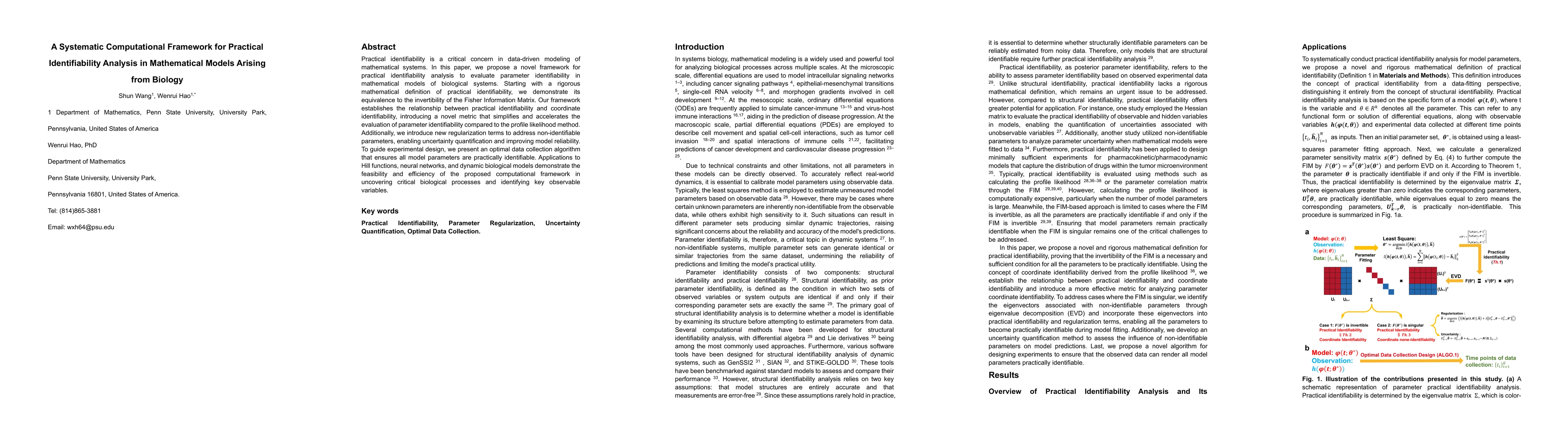 Thumbnail for A Systematic Computational Framework for Practical Identifiability
  Analysis in Mathematical Models arising from biology