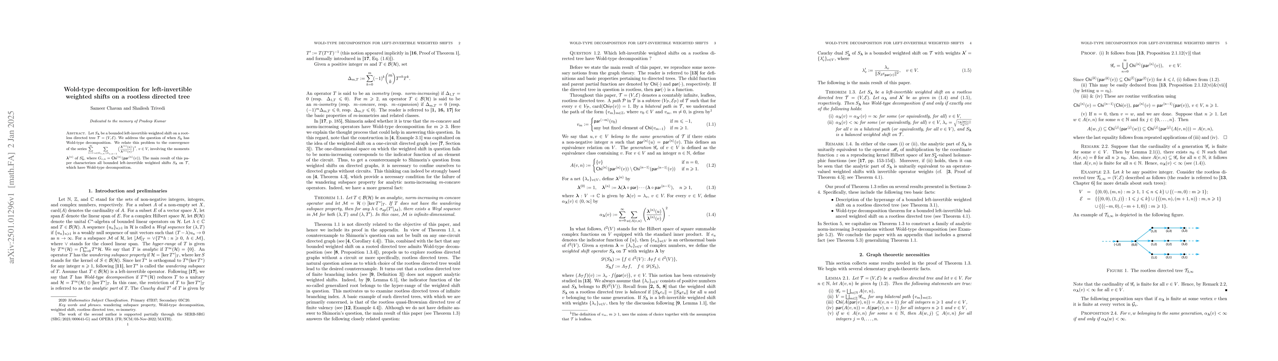 Thumbnail for Wold-type decomposition for left-invertible weighted shifts on a
  rootless directed tree