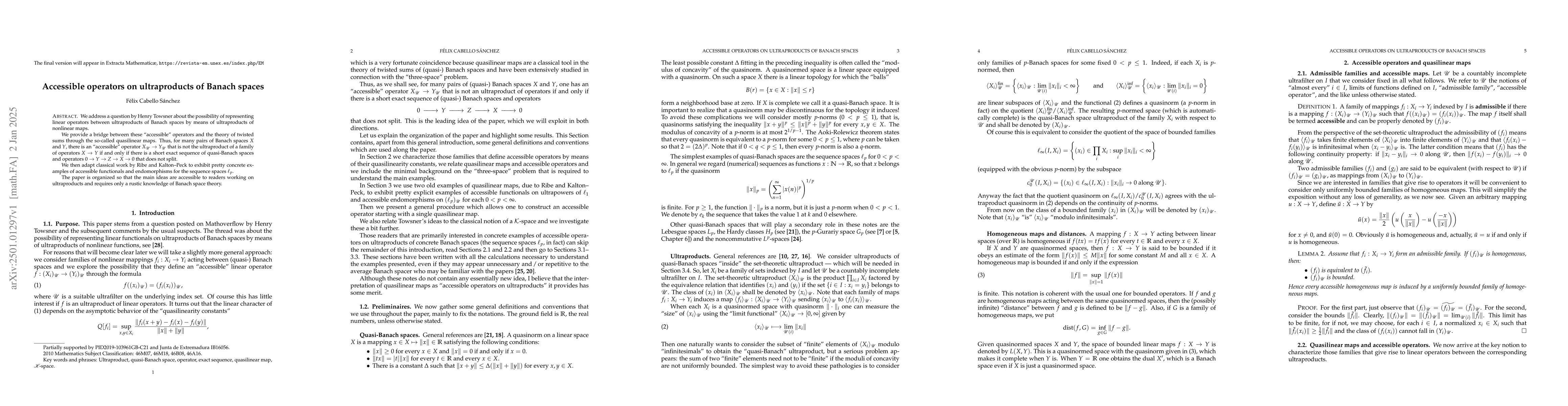 Thumbnail for Accessible operators on ultraproducts of Banach spaces