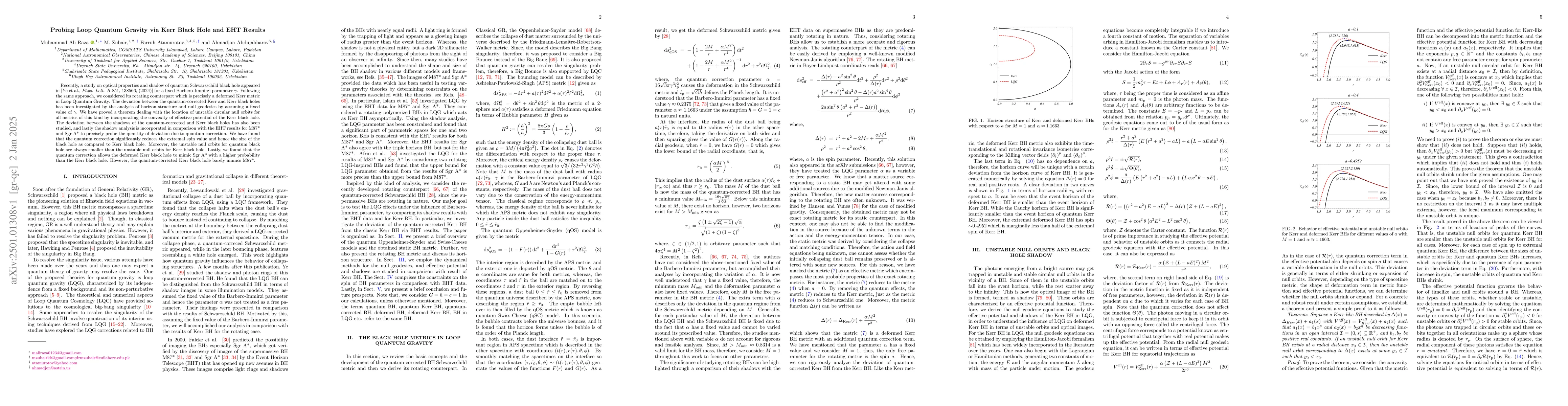 Thumbnail for Probing Loop Quantum Gravity via Kerr Black Hole and EHT Results