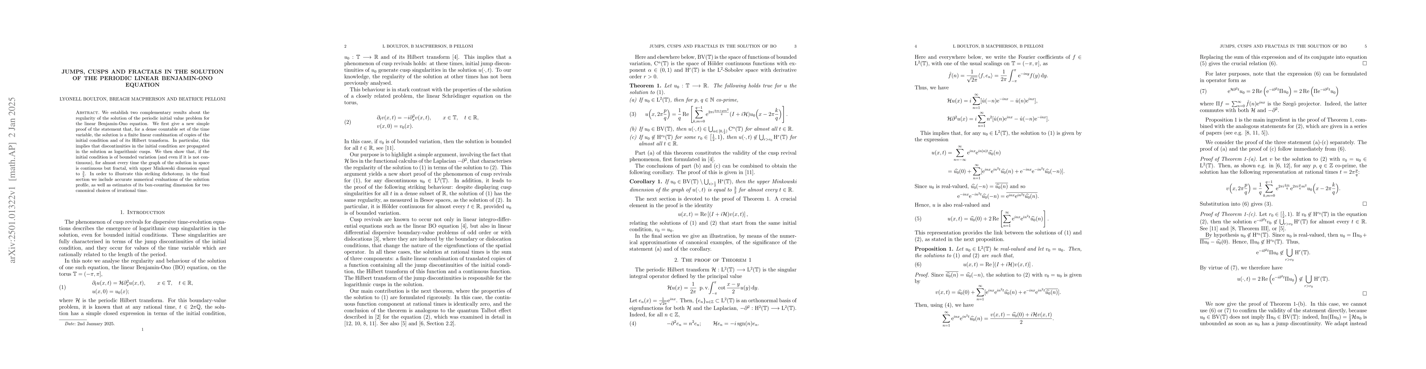 Thumbnail for Jumps, cusps and fractals in the solution of the periodic linear
  Benjamin-Ono equation