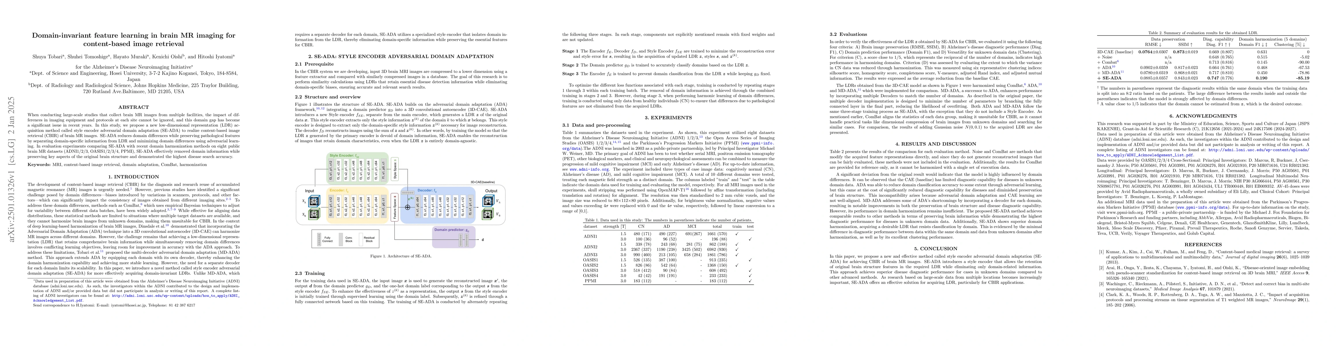 Thumbnail for Domain-invariant feature learning in brain MR imaging for content-based
  image retrieval