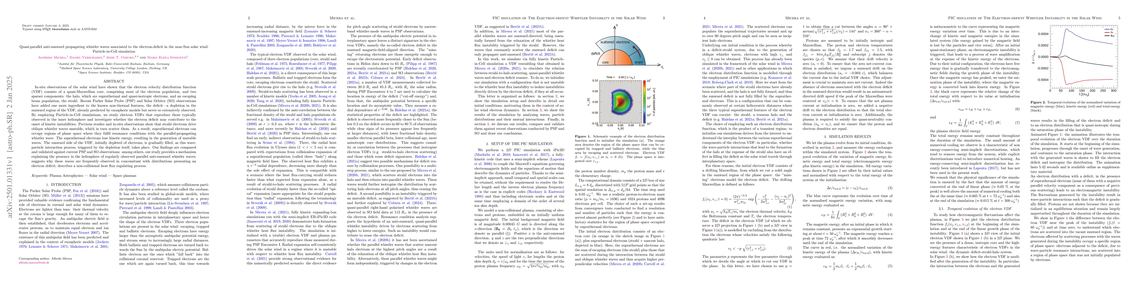 Thumbnail for Quasi-parallel anti-sunward propagating whistler waves associated to the
  electron-deficit in the near-Sun solar wind: Particle-in-Cell simulation