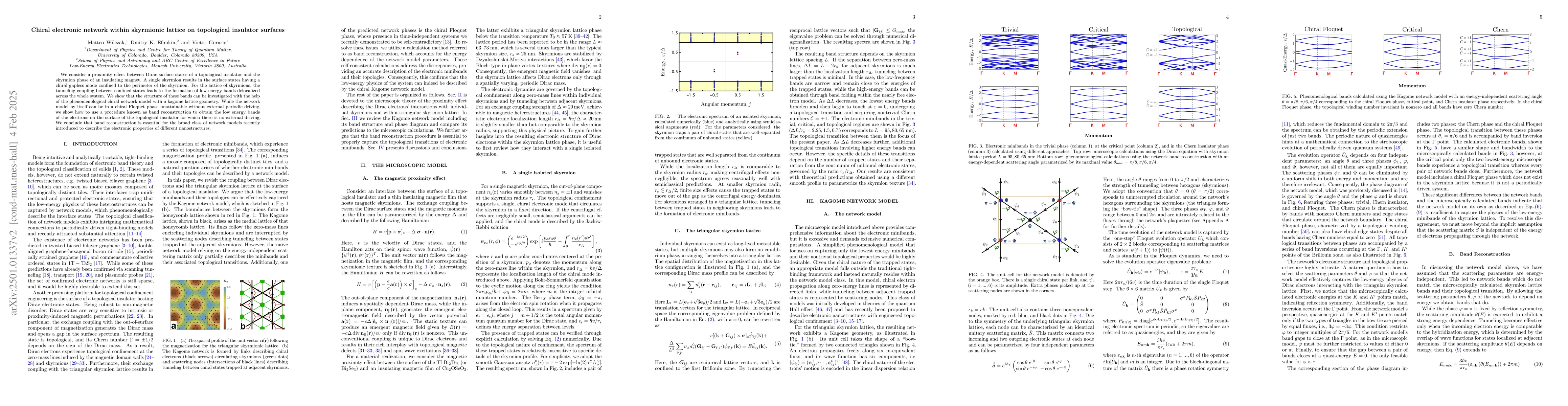 Thumbnail for Chiral electronic network within skyrmionic lattice on topological
  insulator surfaces