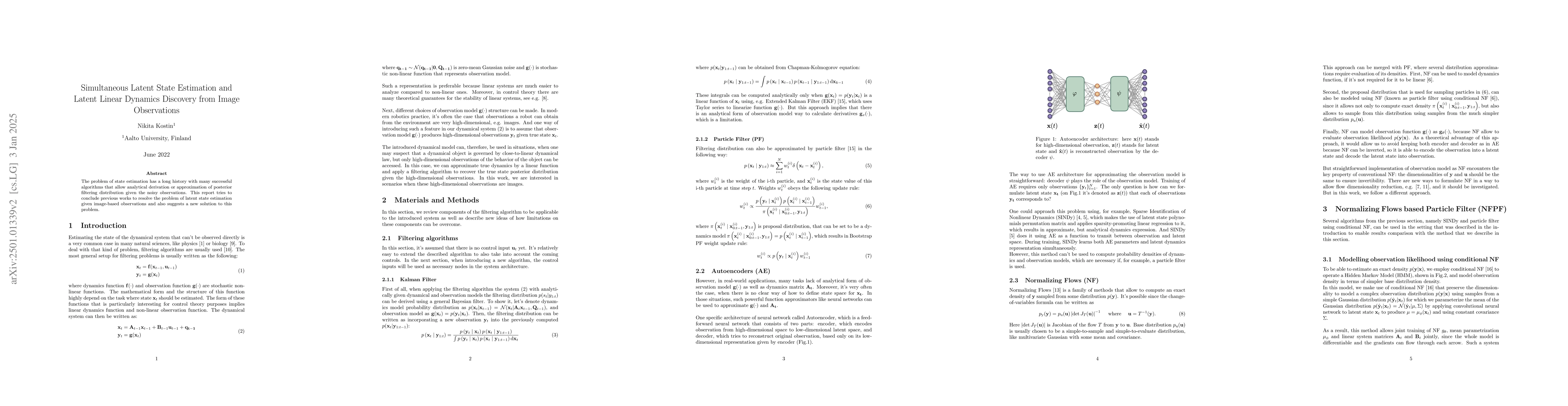 Thumbnail for Simultaneous Latent State Estimation and Latent Linear Dynamics
  Discovery from Image Observations