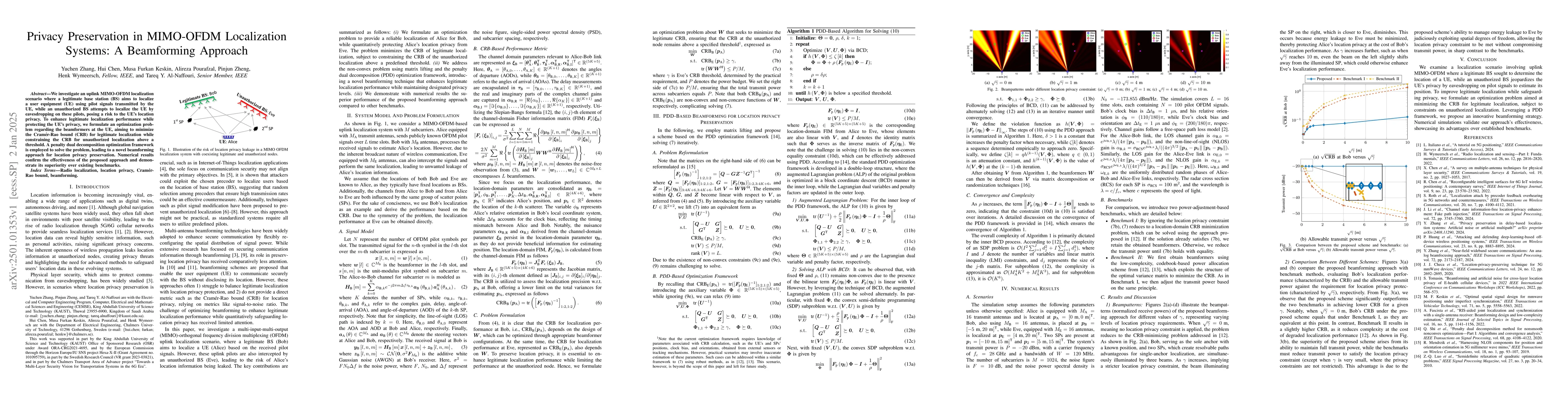 Thumbnail for Privacy Preservation in MIMO-OFDM Localization Systems: A Beamforming
  Approach