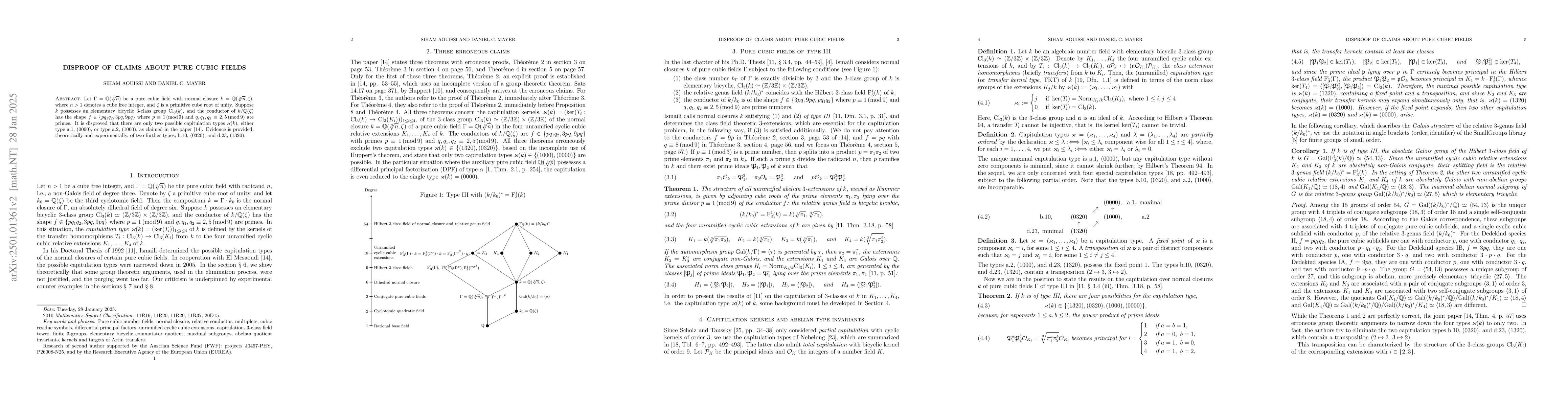 Thumbnail for Disproof of claims about pure cubic fields