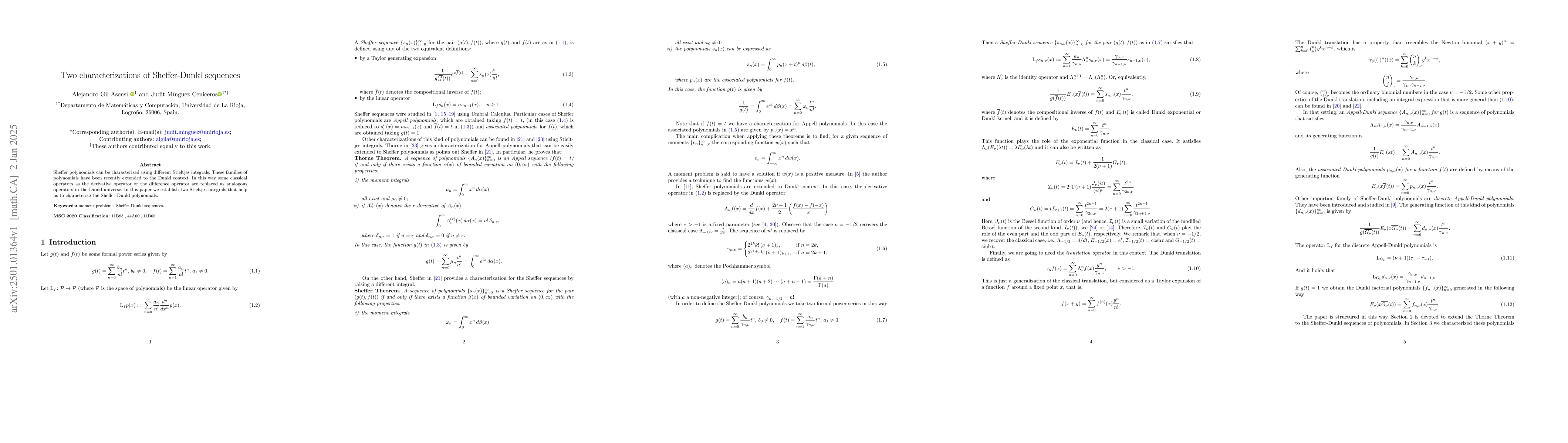 Thumbnail for Two characterizations of Sheffer-Dunkl sequences
