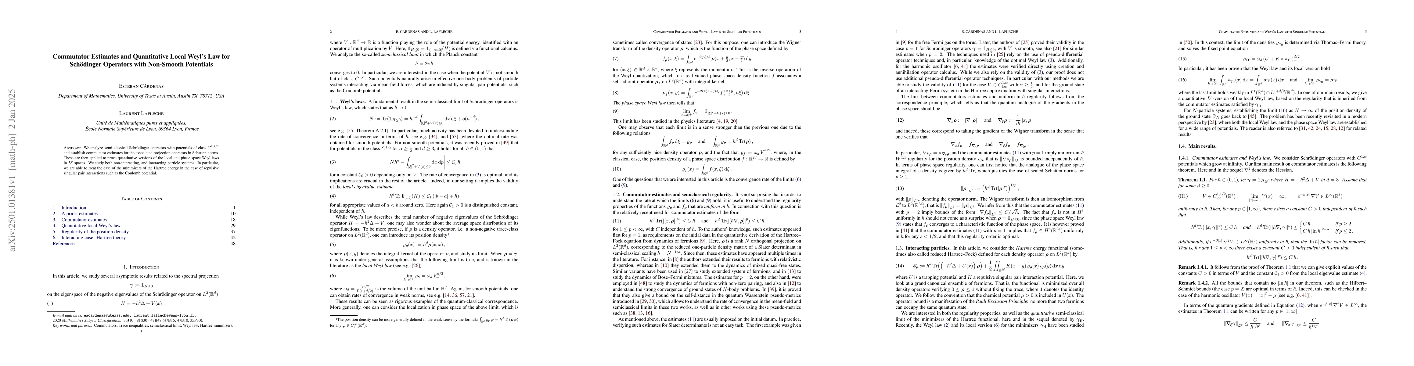 Thumbnail for Commutator Estimates and Quantitative Local Weyl's Law for Schödinger
  Operators with Non-Smooth Potentials