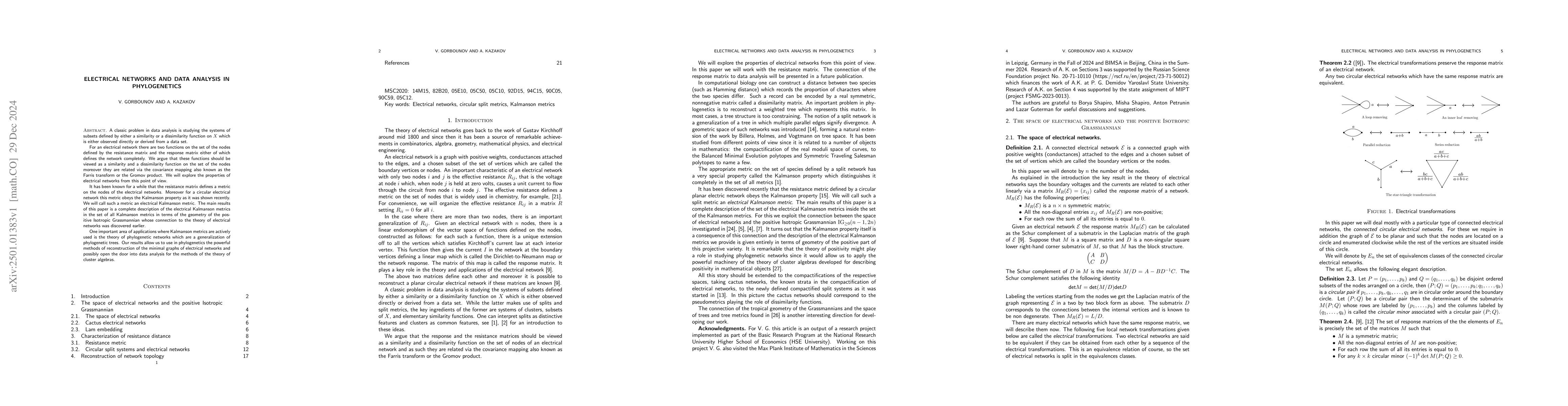 Thumbnail for Electrical networks and data analysis in phylogenetics